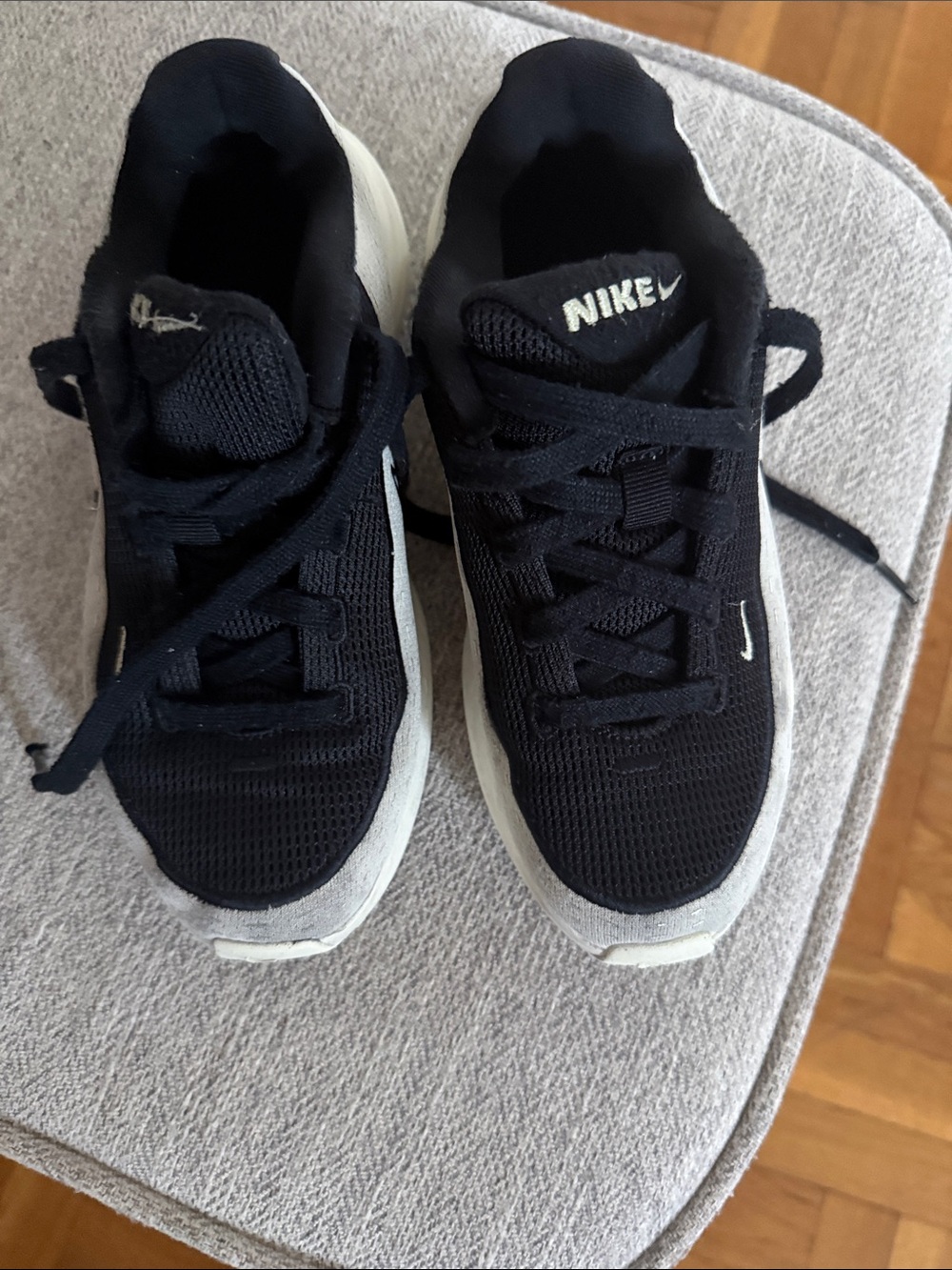 Nike Kids Black and White Mesh Lace-Up Sneakers